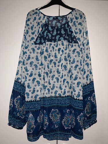 Marks & Spencer Blue Paisley Printed Sheer Blouse Size 14 UK - Picture 2 of 3