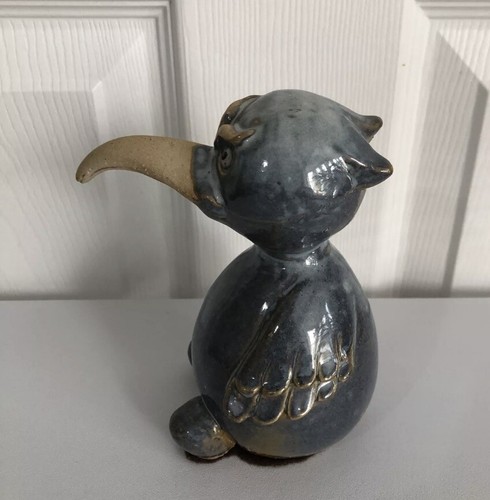 Studio Pottery Long Beak Bird Glazed Blue Pottery 5” Inches Tall Figurine Statue - Picture 5 of 9