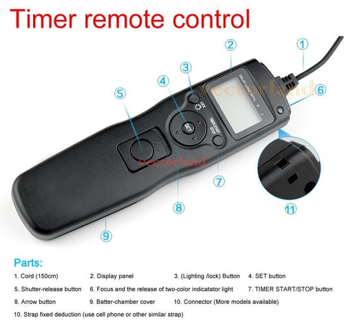 Timer Remote Shutter Release + Cord Cable for Canon EOS 700D 650D 600D 60D 1100D - Picture 4 of 5