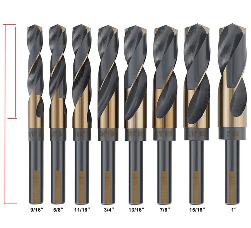 Trapano HSS argento e Deming 1/2" gambo ridotto oro/nero metallo - Foto 6 di 21