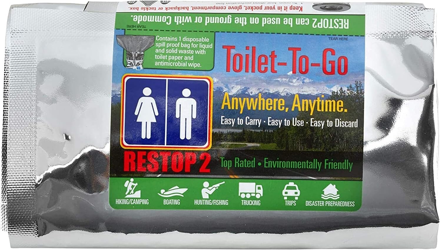 Triple Barrier Portable Toilet Waste Bags with Toilet Paper - Pack of 12