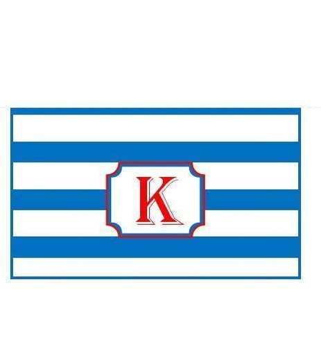 Blue White Stripe Vinyl Checkbook Cover Personalized Monogram Custom Check Book - Picture 1 of 5