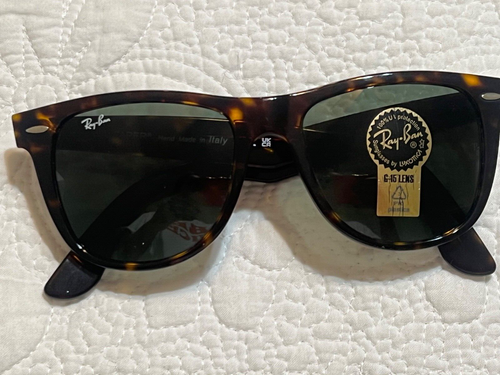 Ray-Ban Wayfarer RB 2140 Sunglasses Tortoise Frame Glass Lens 54 mm Preowned