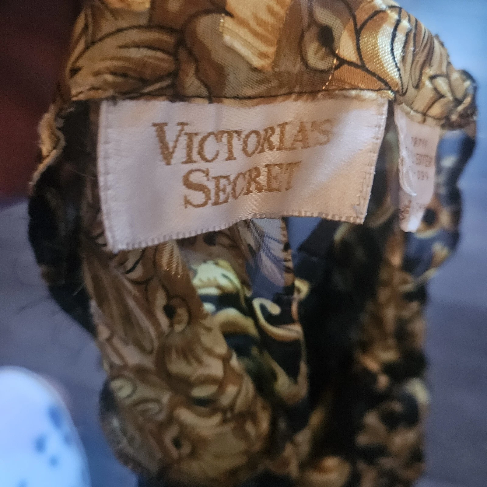 VALENTINO Abito slip vintage Victoria's Secret donna grande oro nero trasparente etichetta bianca anni '90