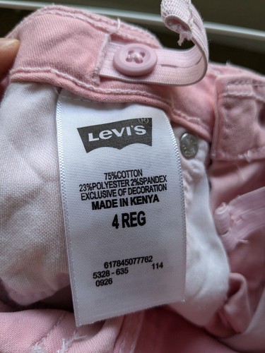 Levi's Jeans Girls 4 Reg Pink Cropped Denim Legging Adjustable Waist Stretch - Picture 6 of 7