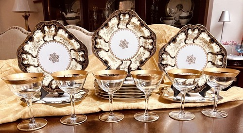 Tiffin Gold Leaf champagne coupe Crystal 5 Available-5” - Picture 14 of 16