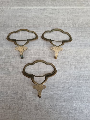 Tris Attaccapanni vintage attacca panni appendiabiti da parete ottone verde - Foto 7 di 11