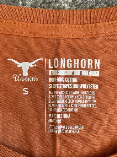 Longhorn Apparel Womens S Tee Shirt Orange 3/4 Sleeve Texas Logo NWT C4 - Picture 3 of 9
