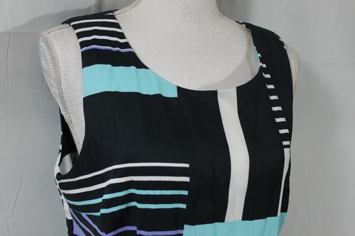 NORTH STYLE DRESS SLEEVELESS Black/White/Blue size 12 Geometric (C77) - Picture 3 of 6