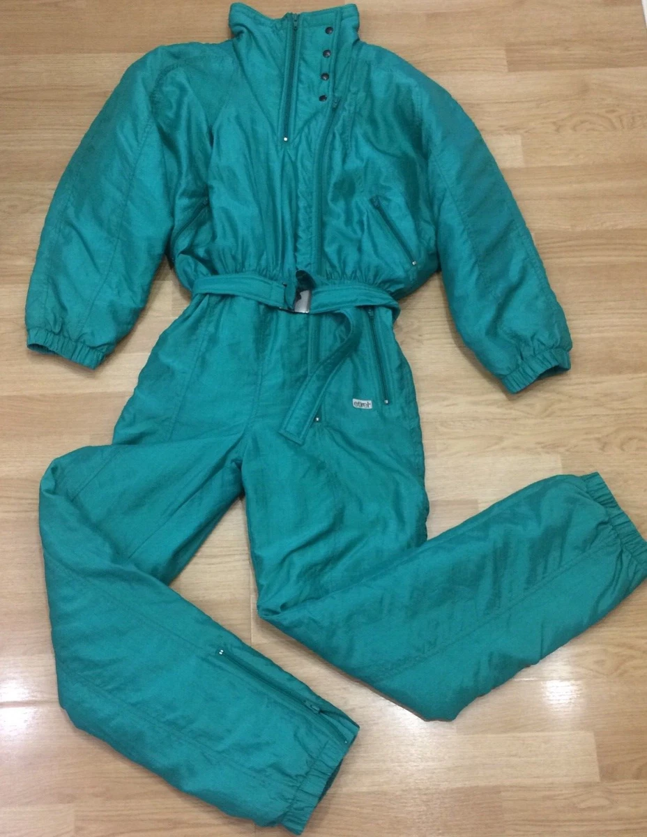 Vintage ETIREL Ski Suit 36 Turquoise Made in Italy Snowsuit | eBay