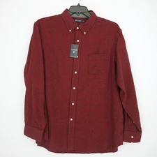 Cremieux Men's Long-Sleeve Shirt XL Red Black Check 100% Cotton NWT $79.50