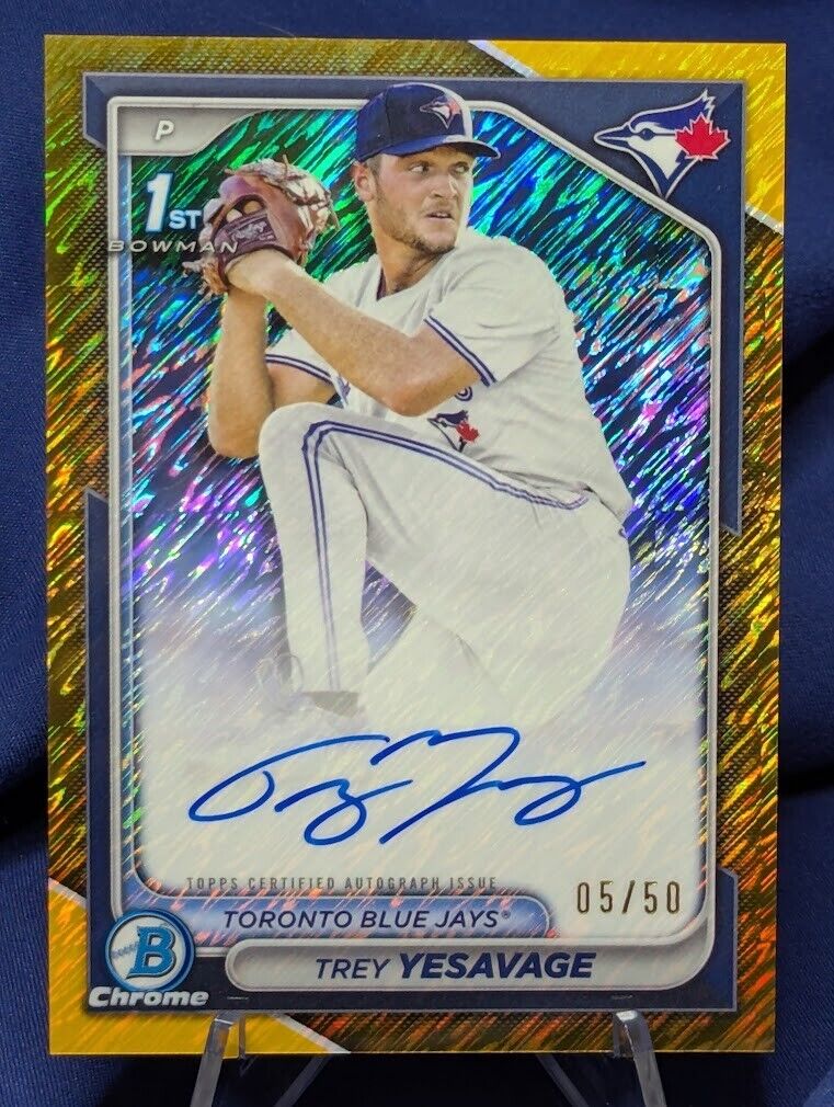 Trey Yesavage 2024 Bowman Draft Chrome GOLD Refractor 1st AUTO RC #05/50