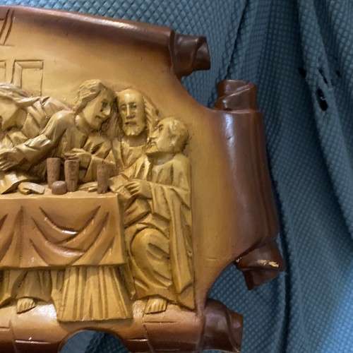 Hand Carved Olivewood Wood Last Supper 3D Sculpture Wall Plaque 25x11" - Picture 4 of 5