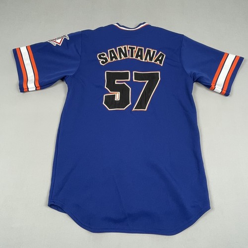 Camiseta deportiva de béisbol True Fan Johan Santana juvenil mediana azul de los Mets de Nueva York #57 - Imagen 13 de 14