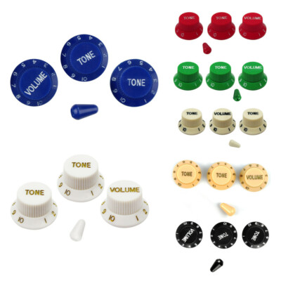 FLEOR 2T1V Tone Volume Knob Button & 5 Way Switch Knob Tip Cap for Strat Style