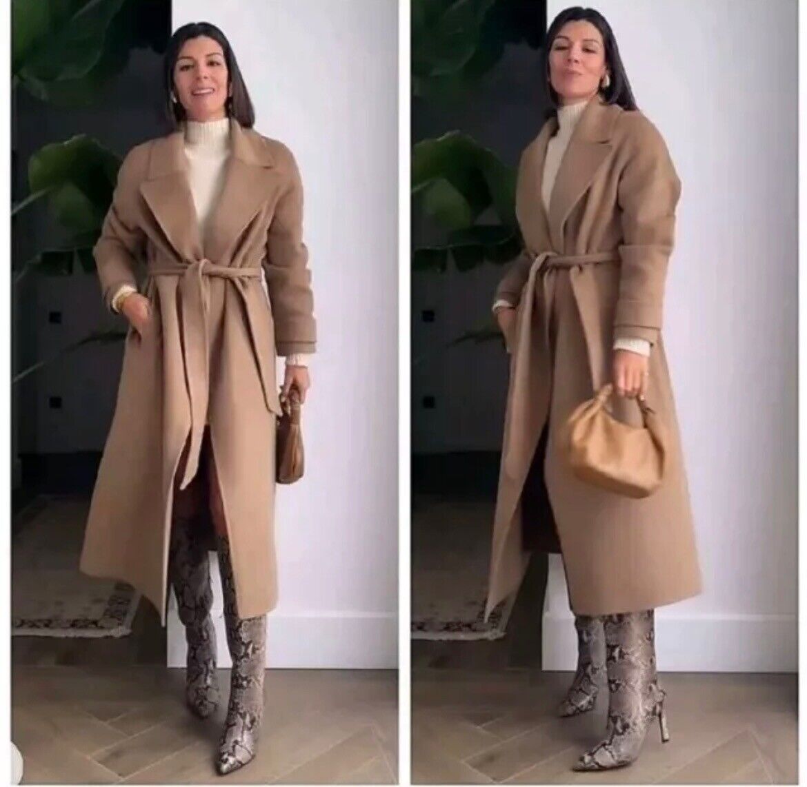 Zara Double Faced Wool Blend Coat Size S M Camel NEW Long Zara Double Faced Wool Blend Coat Size S M Camel NEW Long