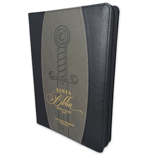 Biblia Espada con Cierre Letra Super Gigante 19 puntos RV1960 gris con indice