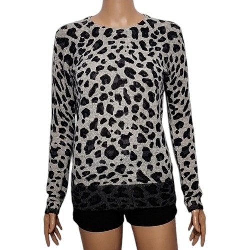 MAGASCHONI Cashmere Women's Leopard Print Sweater Size S Small Grey/Black - Picture 3 of 12