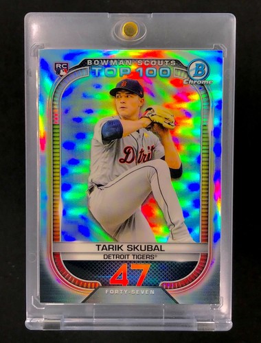TARIK SKUBAL ROOKIE REFRACTOR Topps Chrome Bowman RC Card Insert - TIGERS - Picture 2 of 7