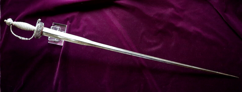 AMERICAN FRENCH INDIAN WAR REVOLUTIONARY WAR COLICHEMARDE BLADE SILVER HILT 1760 - Picture 7 of 12