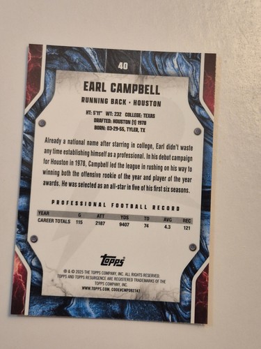 2024 Topps Resurgence - Earl Campbell #40 Houston - Picture 2 of 2