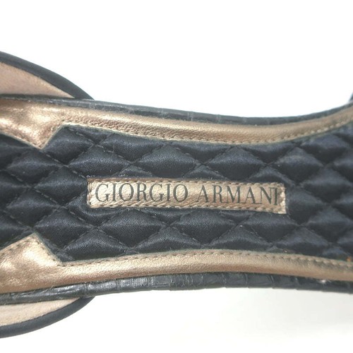 Zapatos de salón Giorgio Armani Rosette d'Orsay negros satinados talla 37 punta tacones NUEVO - Imagen 8 de 11