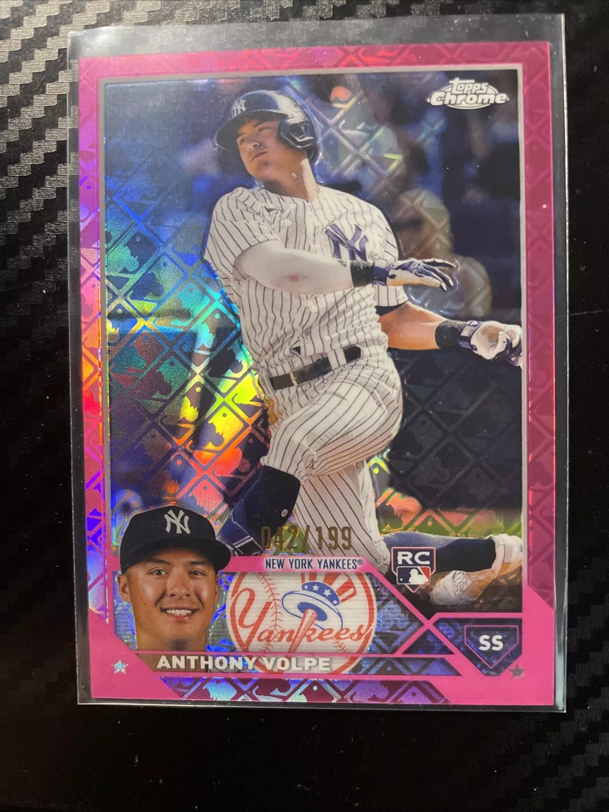 2023 TOPPS ANTHONY VOLPE CHROME PINK LOGOFRACTOR RC #4 42/199
