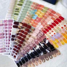 16 Strips Patch Full Cover Wraps Gel Nail Sticker UV Lamp Semi-Cured Manicure