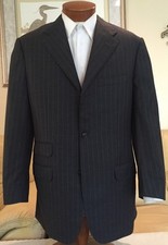 Corneliani Mens Gray Stripe 120's Dual Vent Sport Coat Blazer Sz 44 R MINT