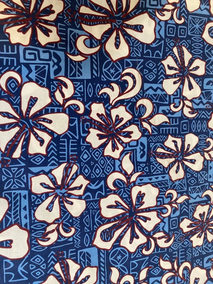 Tommy Hilfiger SÁBANA PLANA DOBLE ~ Azul Hawaiano Hibisco 100% Algodón Una pieza Foto 2 de 4