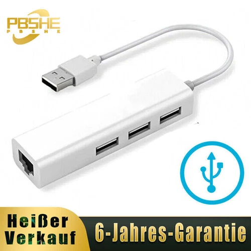 USB A auf 3 USB A Port und RJ45 Ethernet LAN Adapter Für Windows Mac OS Linux