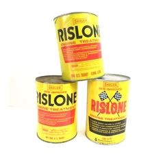 VINTAGE LOT OF 3 SHALER RISLONE ENGINE TREATMENT CANS 1 QUART FULL PRE OWNED VTG