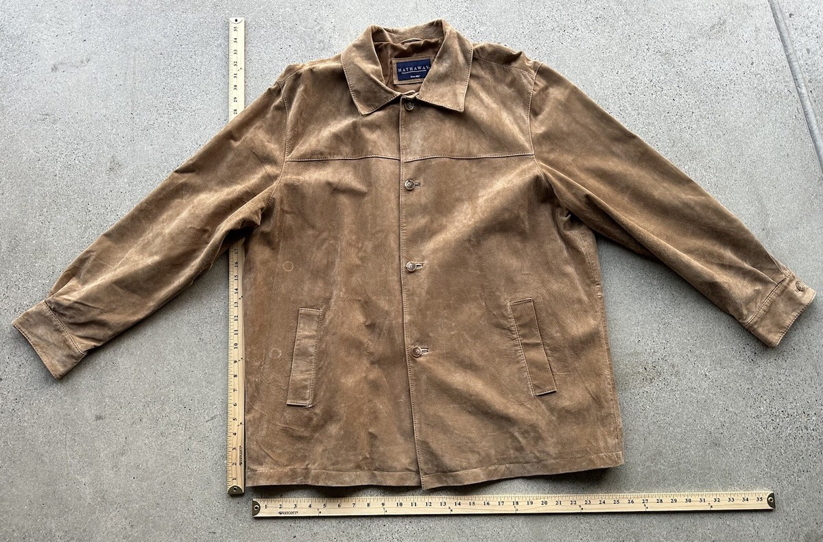 Vintage Hathaway Blue Label 100% Leather Brown Suede Bomber