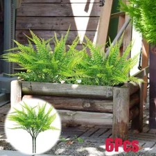 6Pcs Artificial Fake Boston Fern Plant Bush Shrub Greenery Outdoor Home Decor