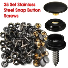 25 Sets Stainless Steel Fastener Snap Press Stud Cap Button Marine Boat Canvas