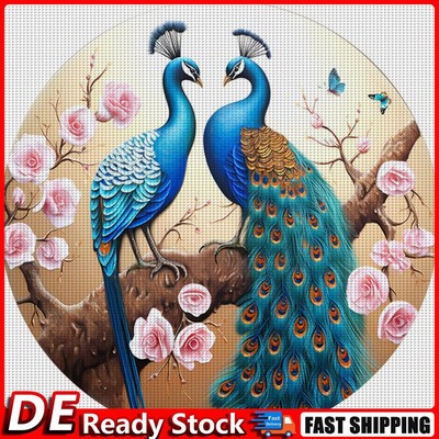 Full Embroidery Eco-cotton Thread 9CT Printed Peacock Cross Stitch Kit 72x72cm D