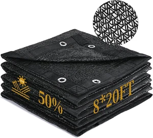 Garden 50% Shade Cloth, 8 X 20 FT Sun Shade Mesh Tarp with Reinforced Grommets, - Picture 1 of 12