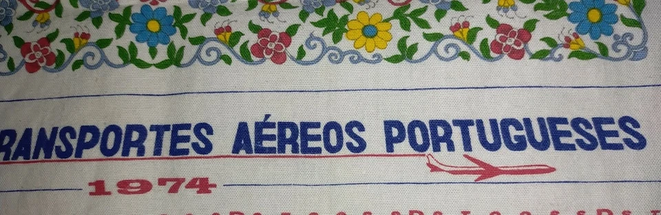 Torchon Publicitaire PORTUGAIS / TAP vintage transports aériens calendrier 1974  - Photo 4/4