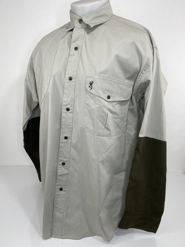 BROWNING SUPER NATURALS - Embroidered Snap Padded Shoulder Shooting L / XL Shirt - Picture 4 of 7