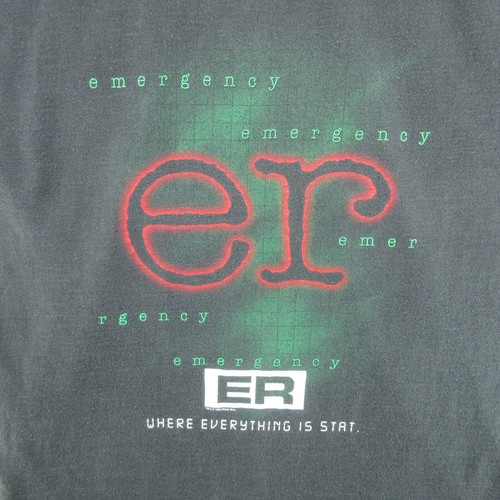 VTG ER Shirt Mens 2XL Black 1995 TV Show Promo Warner Bros Emergency Room 90s - Picture 3 of 15