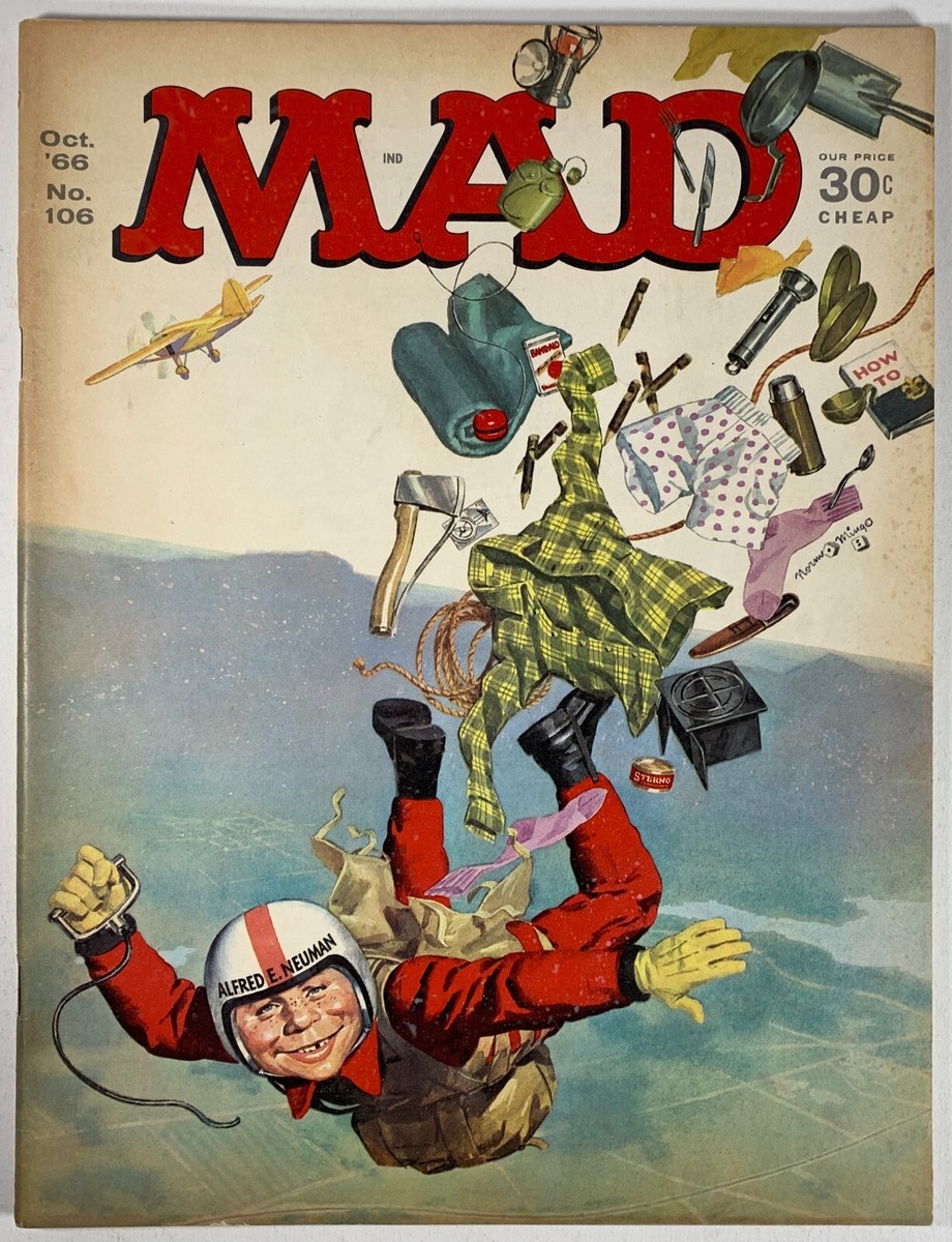 【額縁付き】mad magazine 12 A2ポスター MAD MAGAZINE #106 10/66 Scuba SKYDIVING Twelve OClock High
