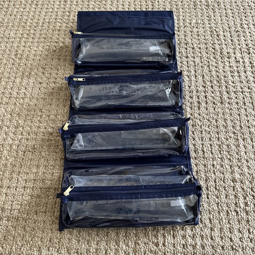 Joy Mangano Blue Large travel bag cosmetic, Travel Rollup Organizer - Picture 5 of 9