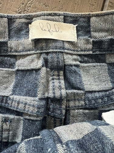 Gonna jeans a scacchi Lafudeo taglia small denim elasticizzato nuova con etichette - Foto 5 di 5