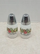 VTG Corningware Gemco Salt & Pepper Shakers Spice Of Life Matchable French 1970s