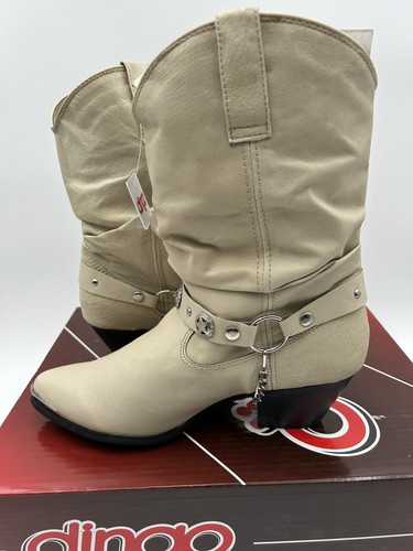 NEW Dingo Tan Leather Pig Slouch Boots 10M Cap Toe W/Harness NIB DI526 - Picture 9 of 14
