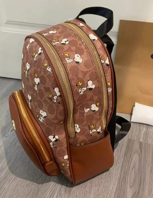 COACH X PEANUTS Signature Canvas Backpack with Snoopy Print CBM25