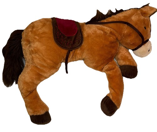 Toys R Us Horse Pony Floppy Plush 45” Stuffed Animal Saddle 2011 Brown Realistic - Picture 2 of 10