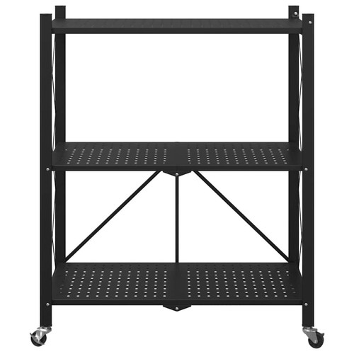 Opbergrek op wielen 71x34x88 cm staal zwart vidaXL - Afbeelding 4 van 11
