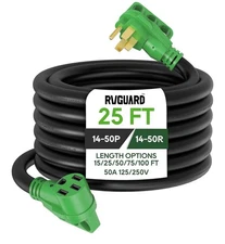 RVGUARD 50 Amp 25 Foot RV/EV Extension Cord, NEMA 14-50P/R Heavy Duty Cord