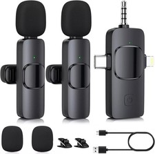 Wireless Microphone for iPhone, Camera, USB-C Mini Microphone 3 in 1